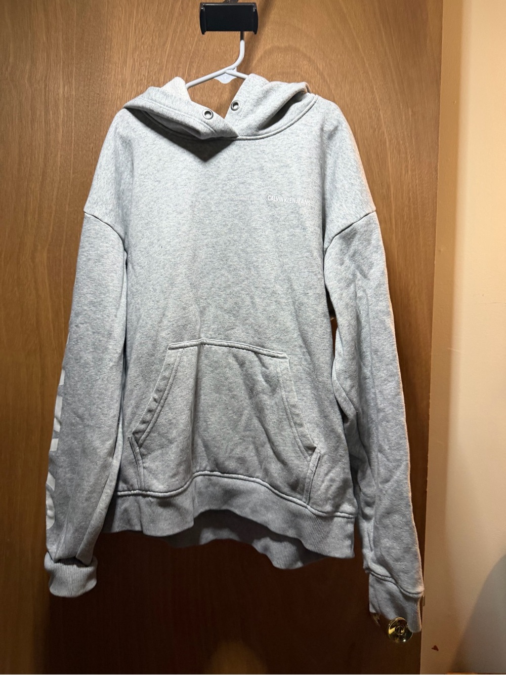Calvin Klein Jeans Light Gray Pullover Hoodie Sweatshirt small